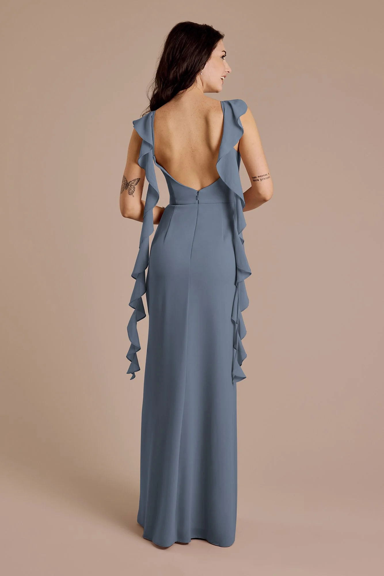 Ruffle Strap Scoop Neck Chiffon A-Line Dress - Image 9