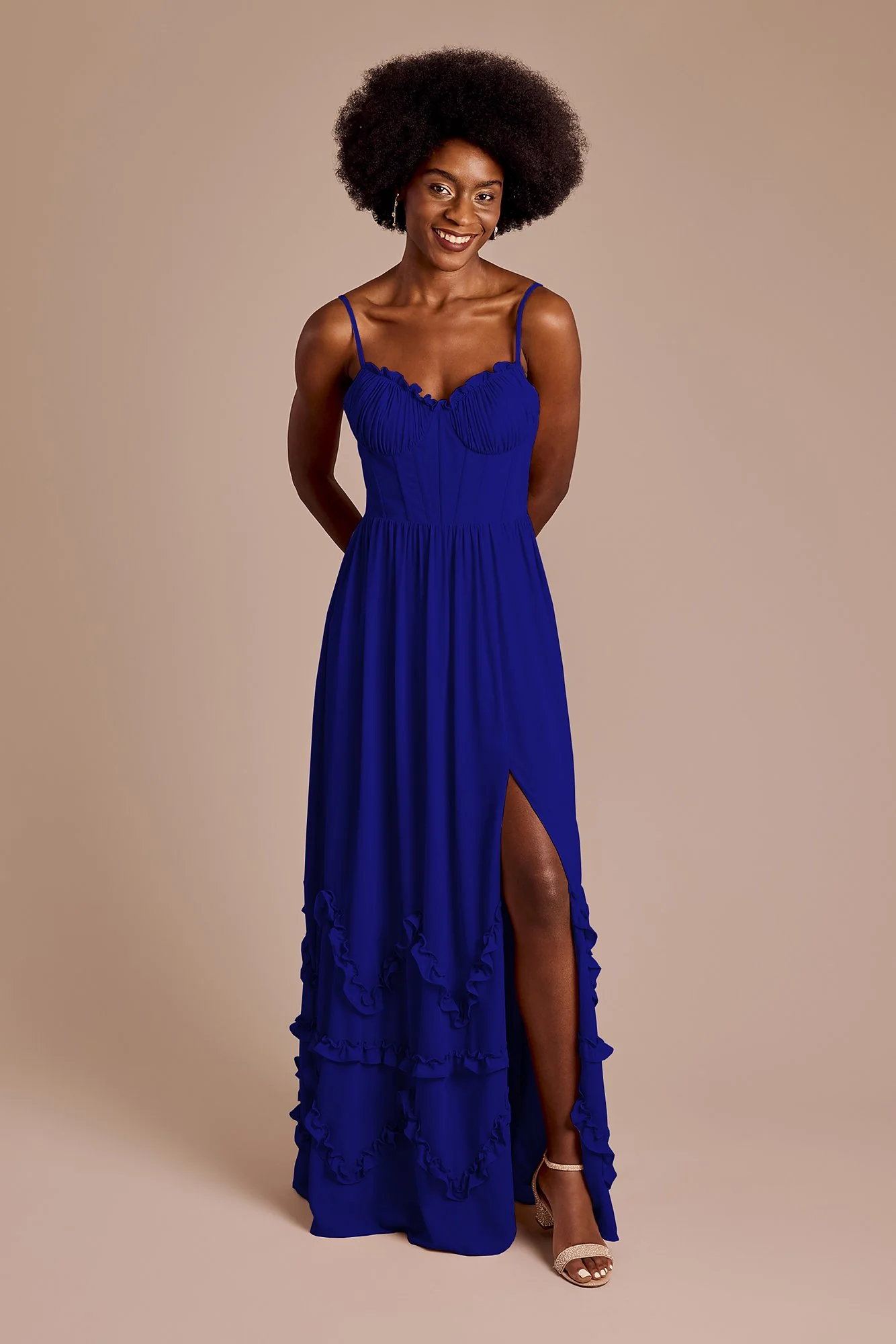 Ruffled Chiffon Spaghetti Strap Dress - Image 11