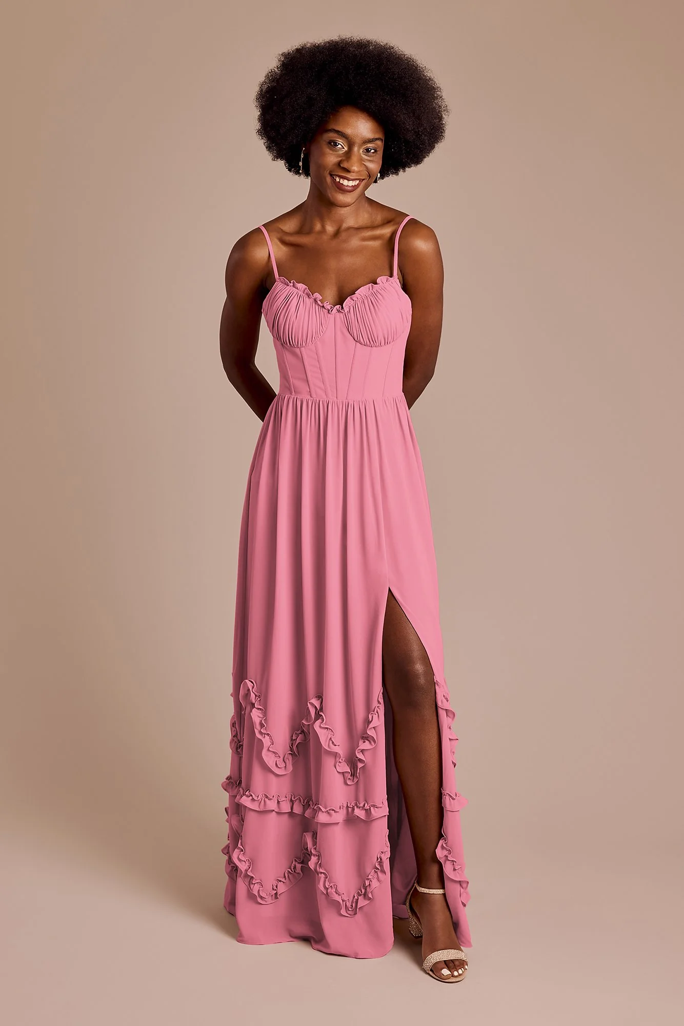Ruffled Chiffon Spaghetti Strap Dress - Image 13