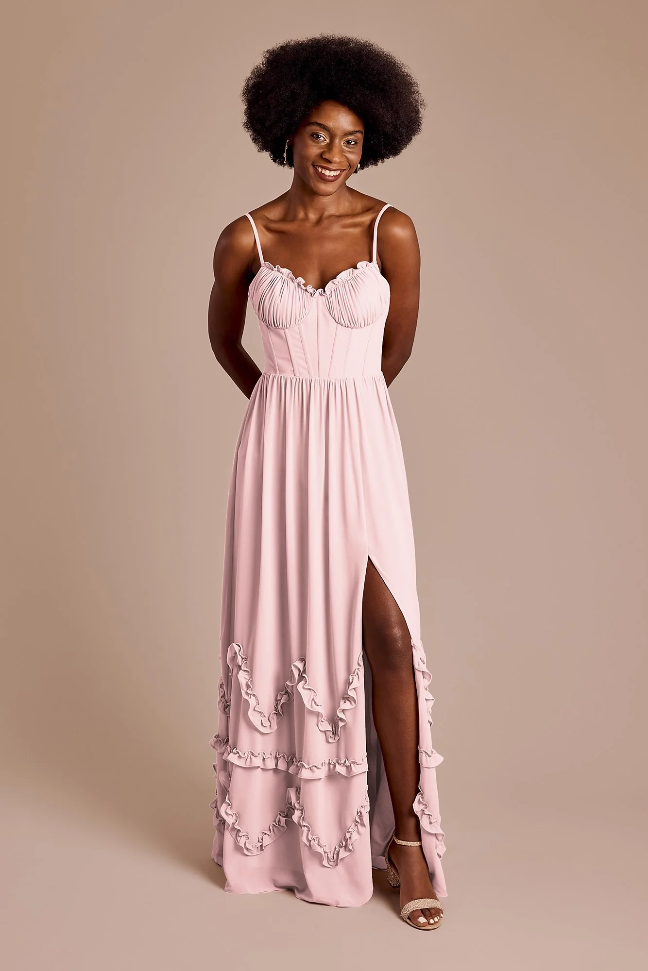Ruffled Chiffon Spaghetti Strap Dress - Image 16