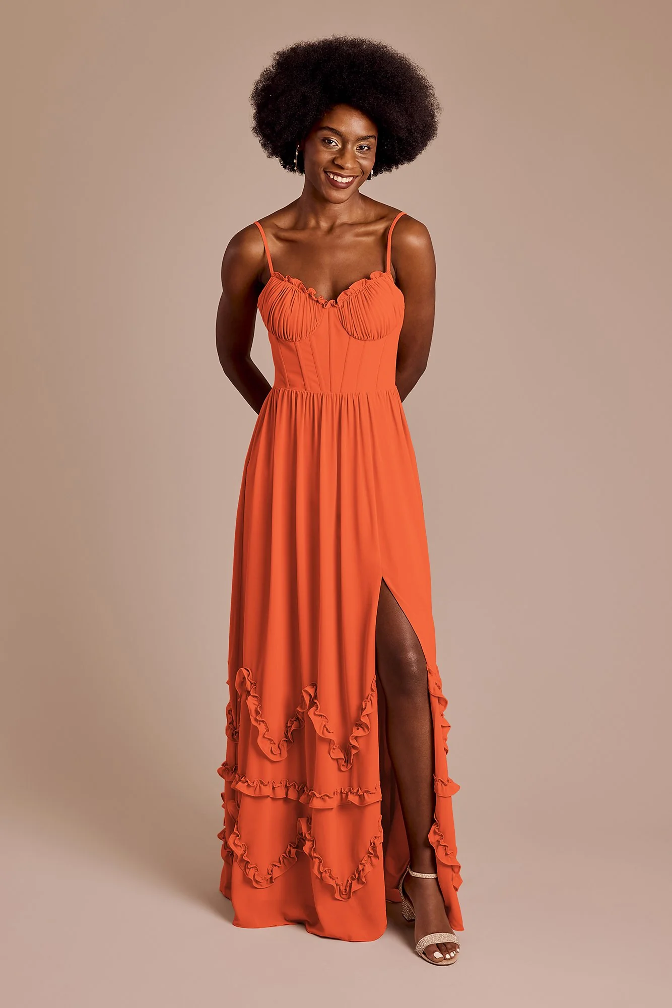 Ruffled Chiffon Spaghetti Strap Dress - Image 18