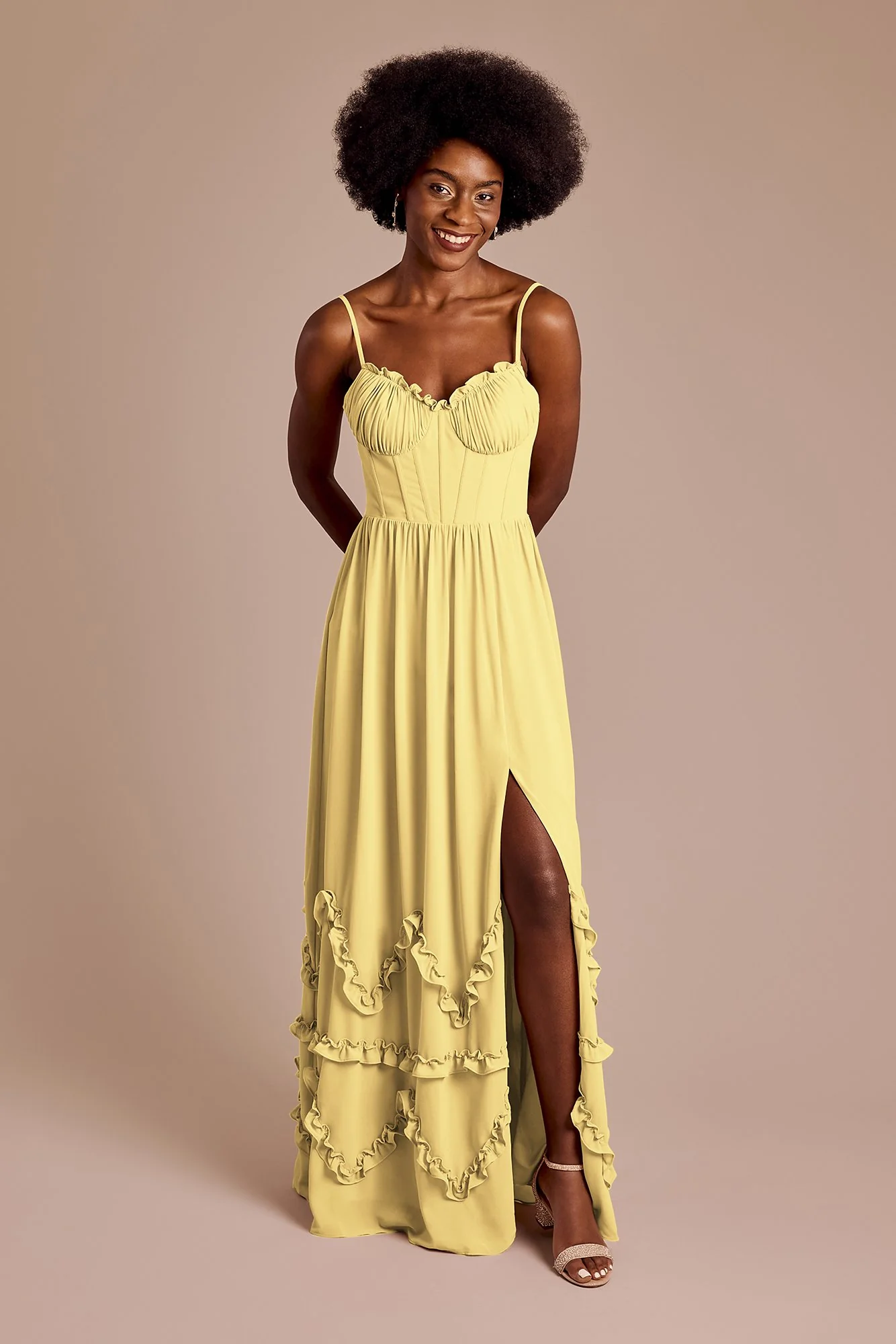Ruffled Chiffon Spaghetti Strap Dress - Image 22