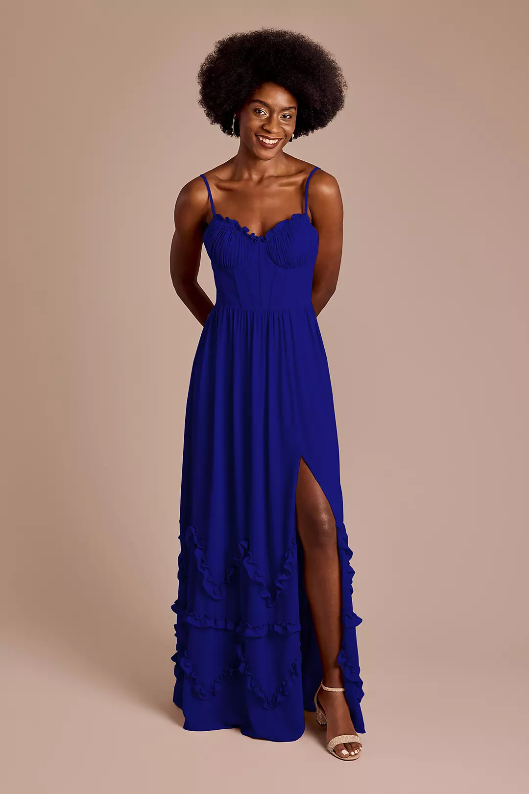 Ruffled Chiffon Spaghetti Strap Dress - Image 28
