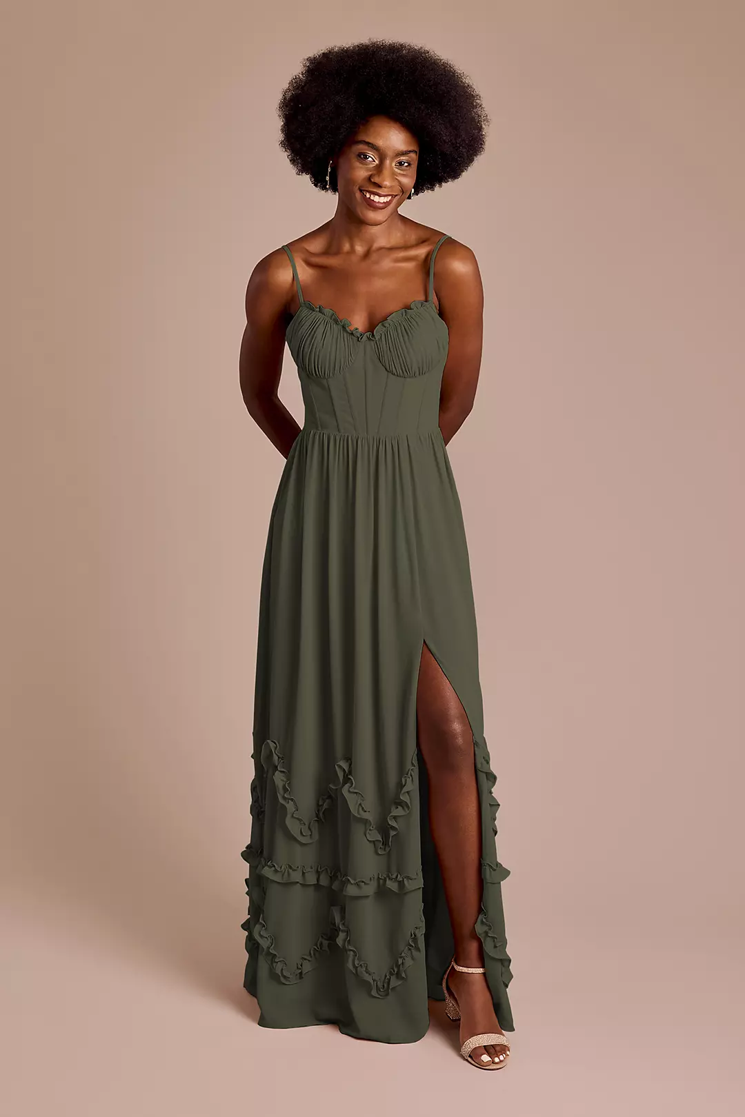 Ruffled Chiffon Spaghetti Strap Dress - Image 29