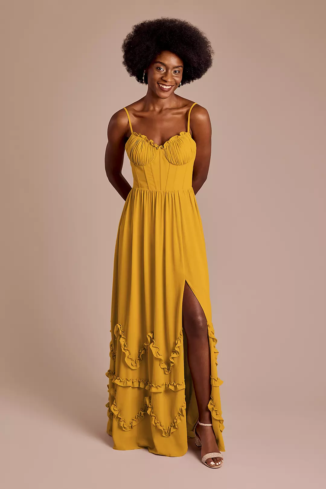 Ruffled Chiffon Spaghetti Strap Dress - Image 37