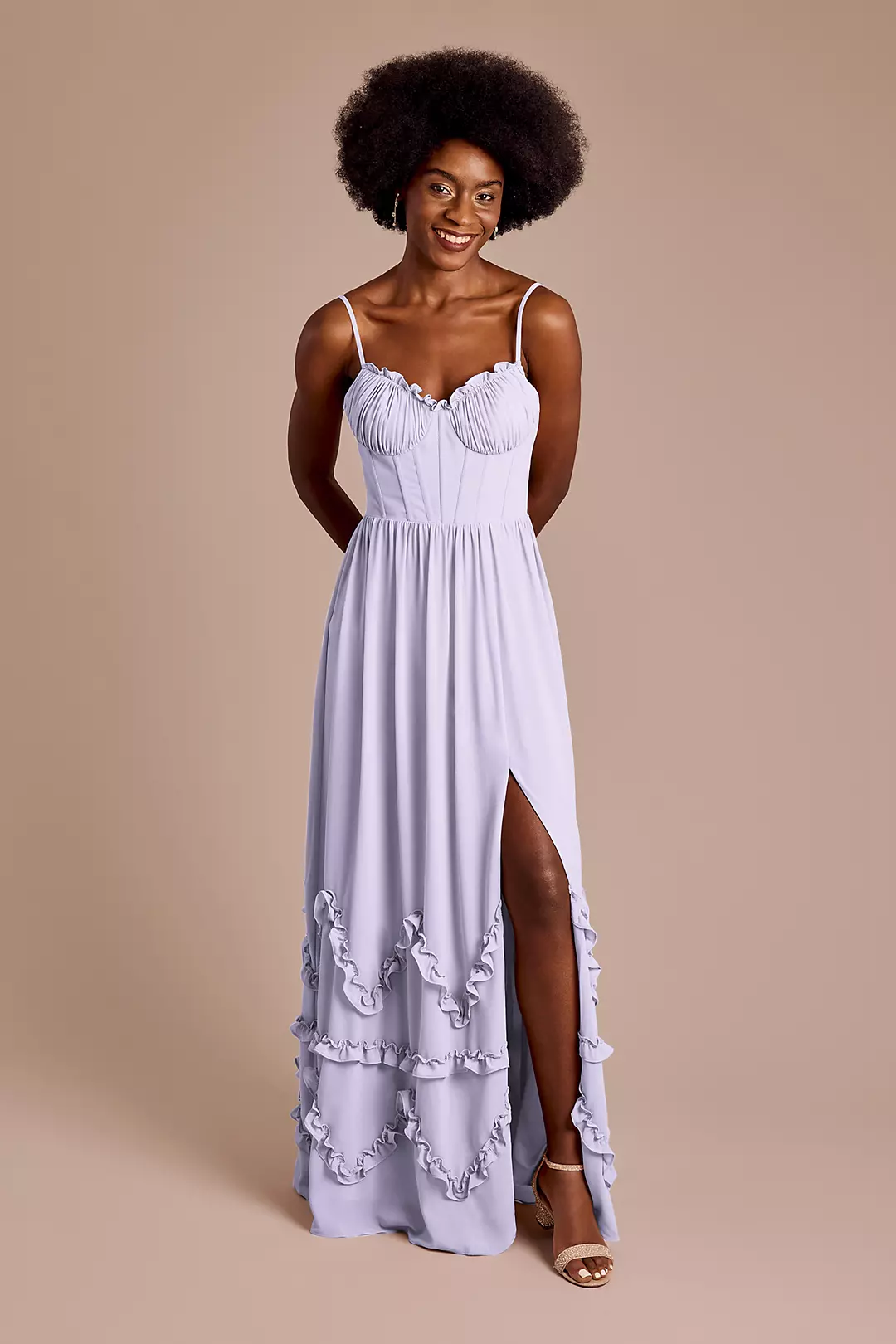 Ruffled Chiffon Spaghetti Strap Dress - Image 42