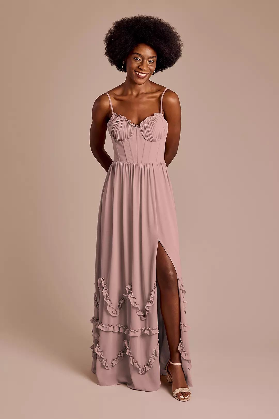 Ruffled Chiffon Spaghetti Strap Dress - Image 44