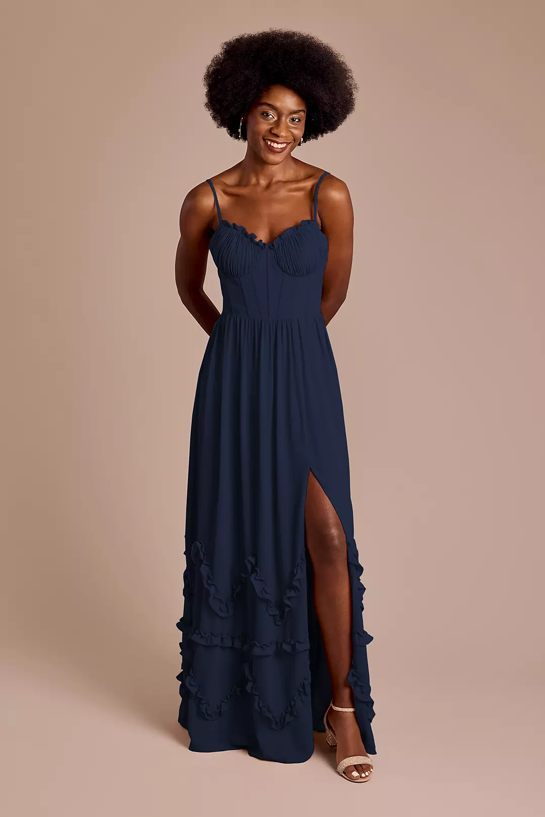Ruffled Chiffon Spaghetti Strap Dress - Image 45