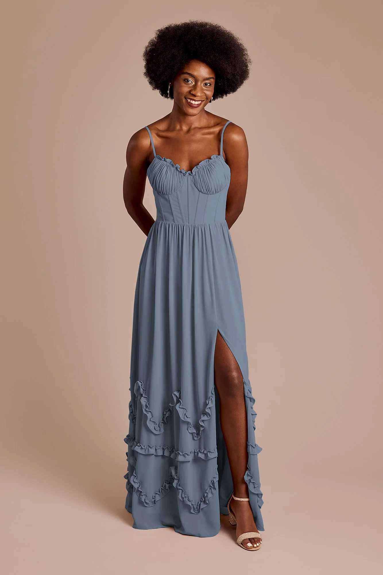 Ruffled Chiffon Spaghetti Strap Dress - Image 5