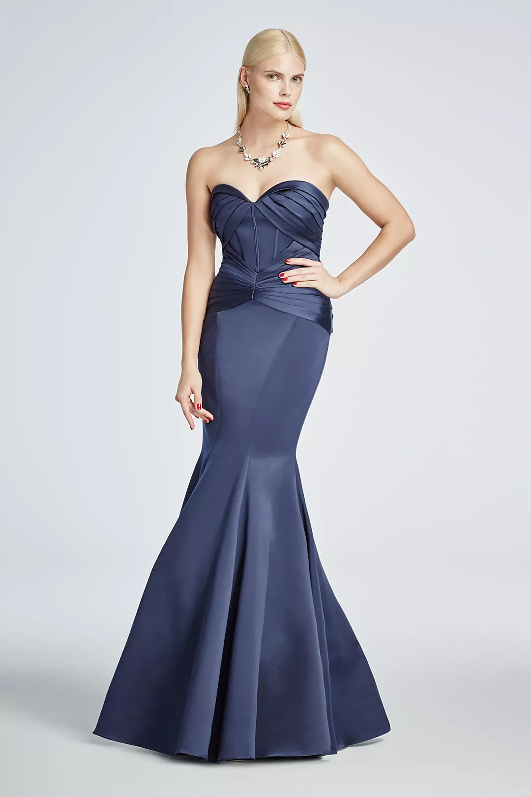 Satin Fit and Flare Dress wiith Corset Seam - Image 16