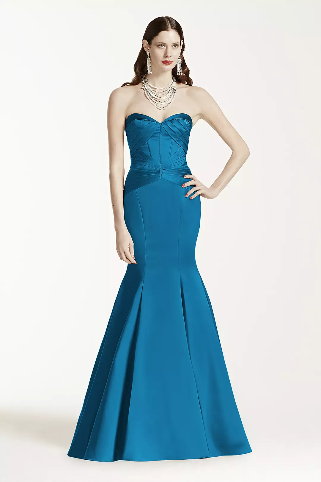 Satin Fit and Flare Dress wiith Corset Seam - Image 6