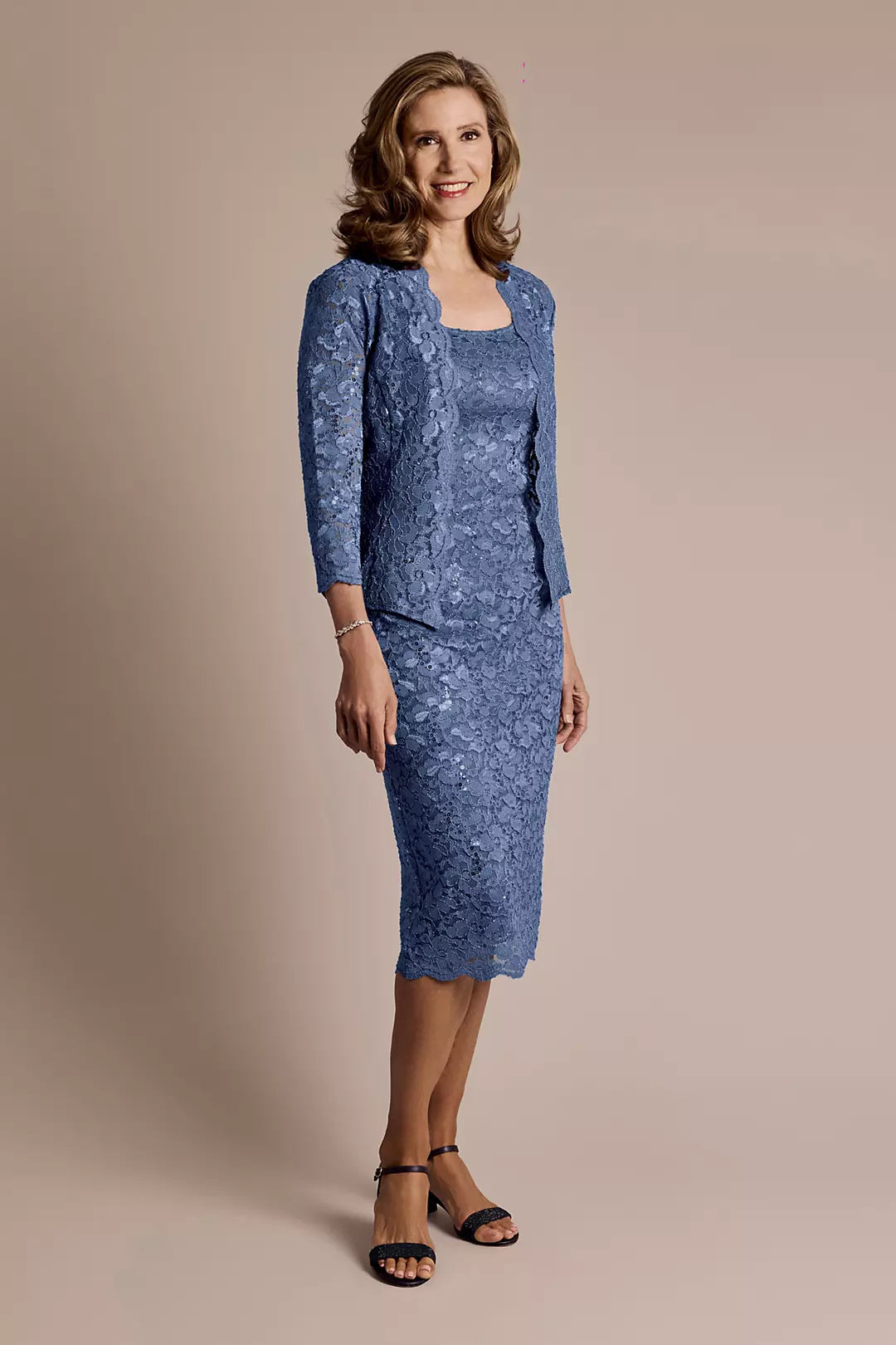 Sequin Lace Midi Jacket Dress - Image 8