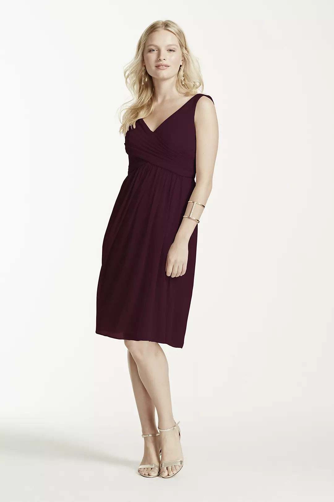 Short Mesh Bridesmaid Dress with Cowl Back - Image 138