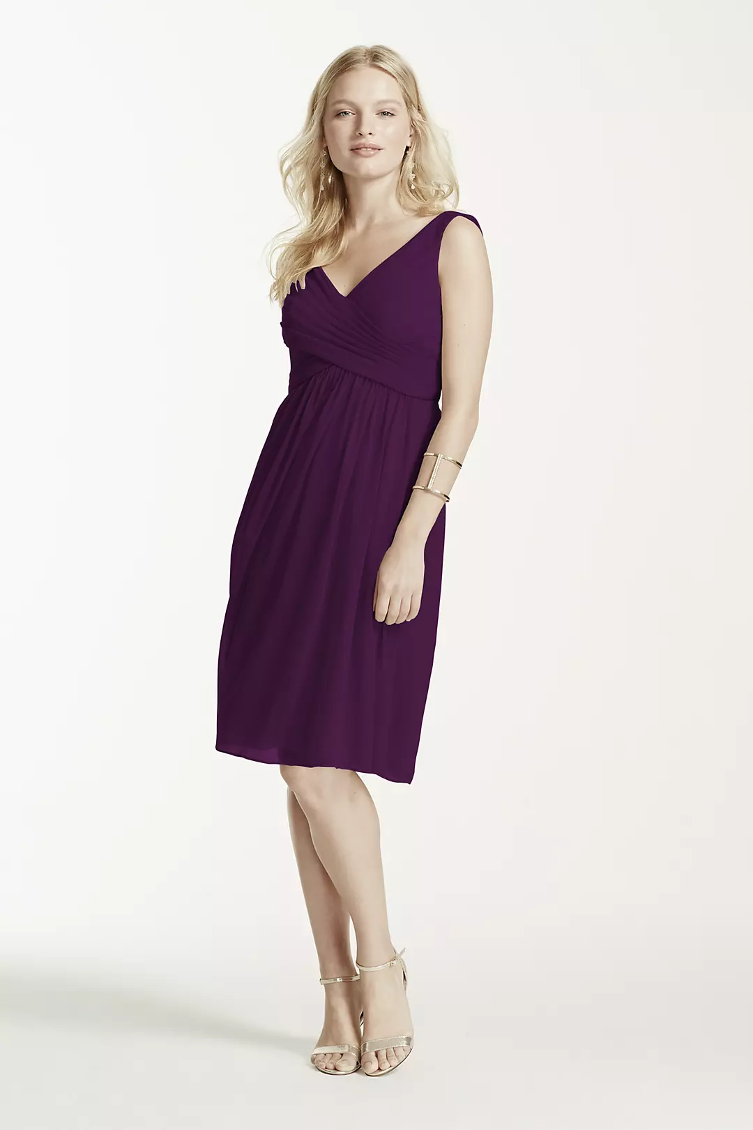 Short Mesh Bridesmaid Dress with Cowl Back - Image 6