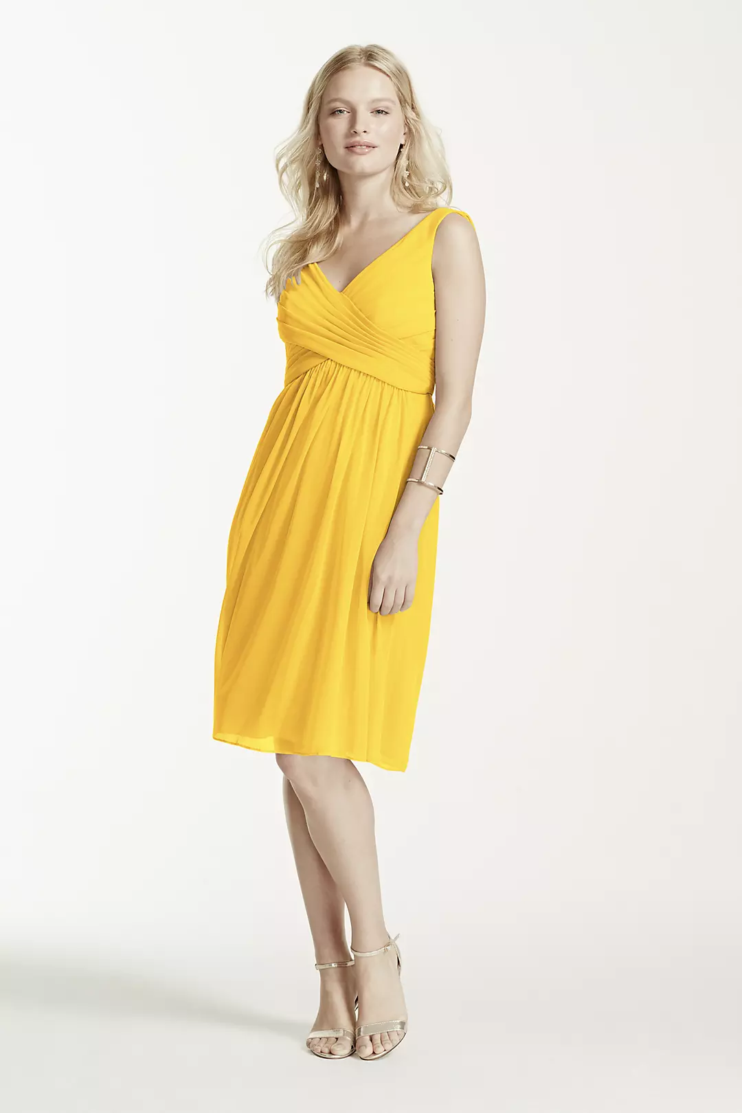 Short Mesh Bridesmaid Dress with Cowl Back - Image 93