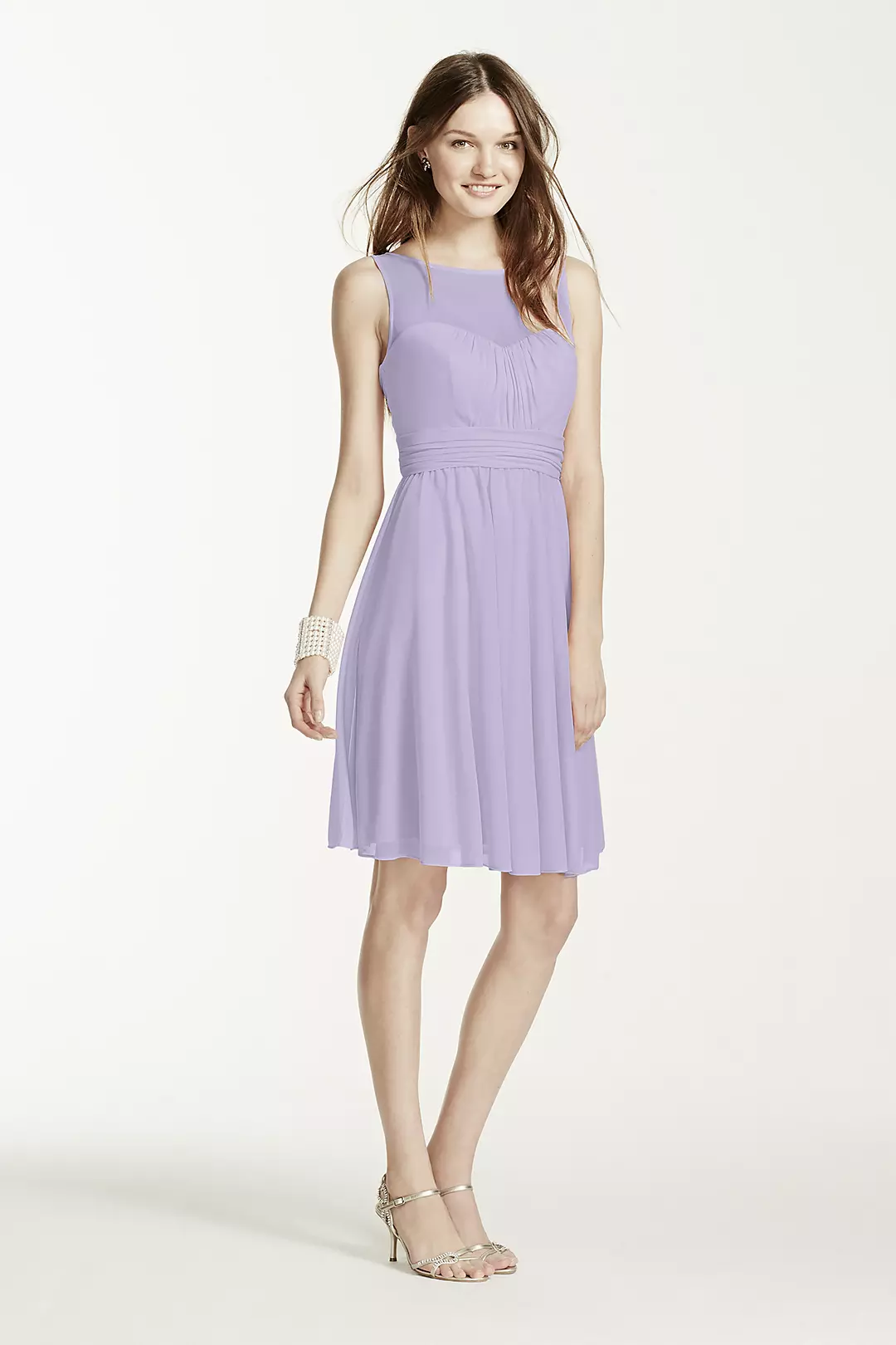 Short Mesh Dress with Sweetheart Illusion Neckline - Image 10