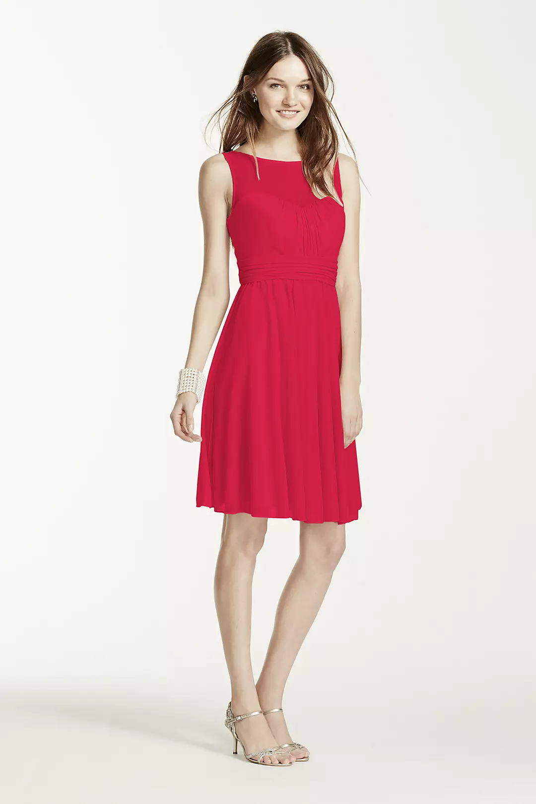 Short Mesh Dress with Sweetheart Illusion Neckline - Image 13