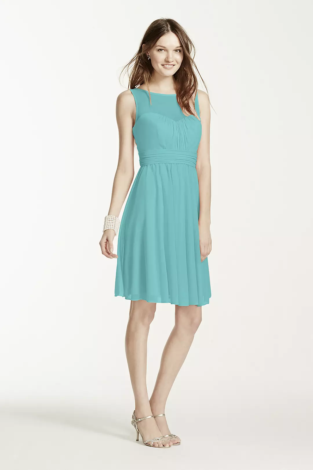 Short Mesh Dress with Sweetheart Illusion Neckline - Image 19