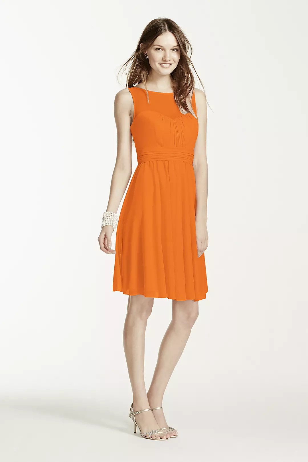 Short Mesh Dress with Sweetheart Illusion Neckline - Image 23