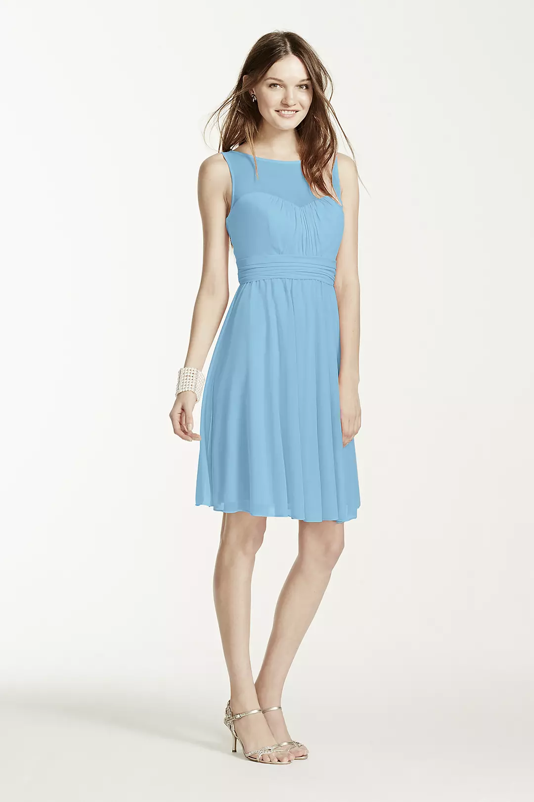 Short Mesh Dress with Sweetheart Illusion Neckline - Image 26