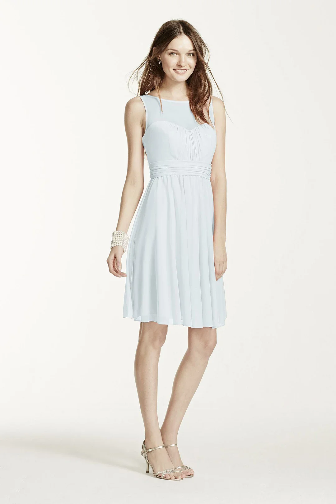 Short Mesh Dress with Sweetheart Illusion Neckline - Image 3