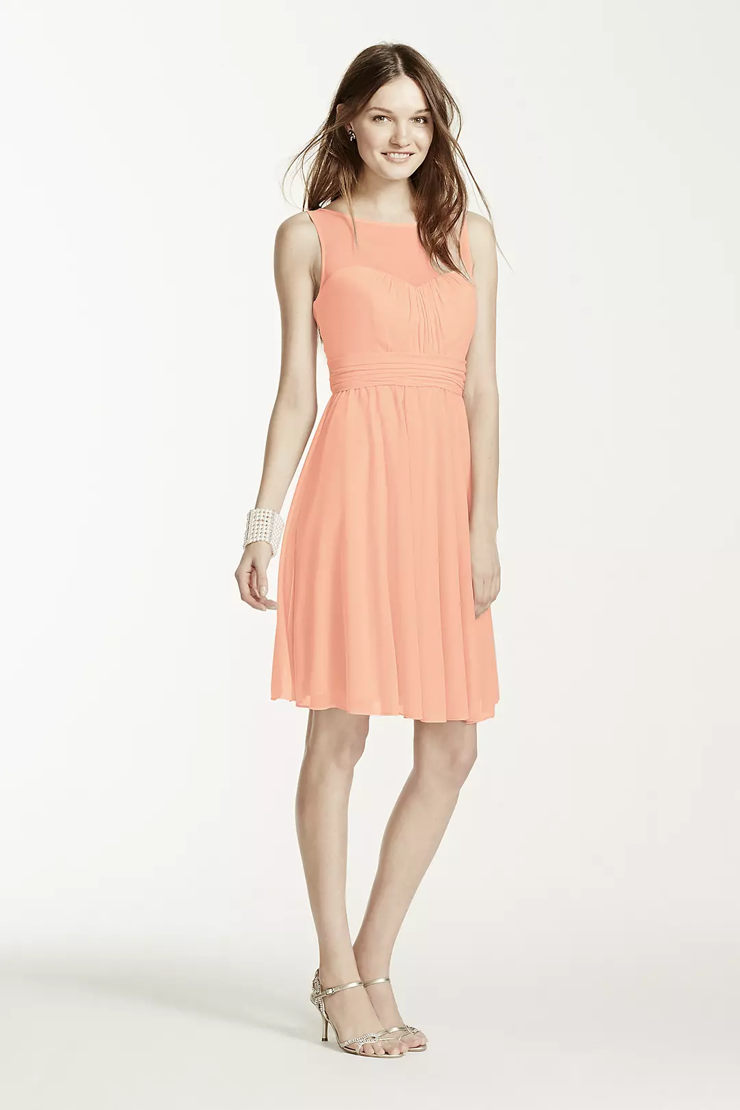 Short Mesh Dress with Sweetheart Illusion Neckline - Image 30