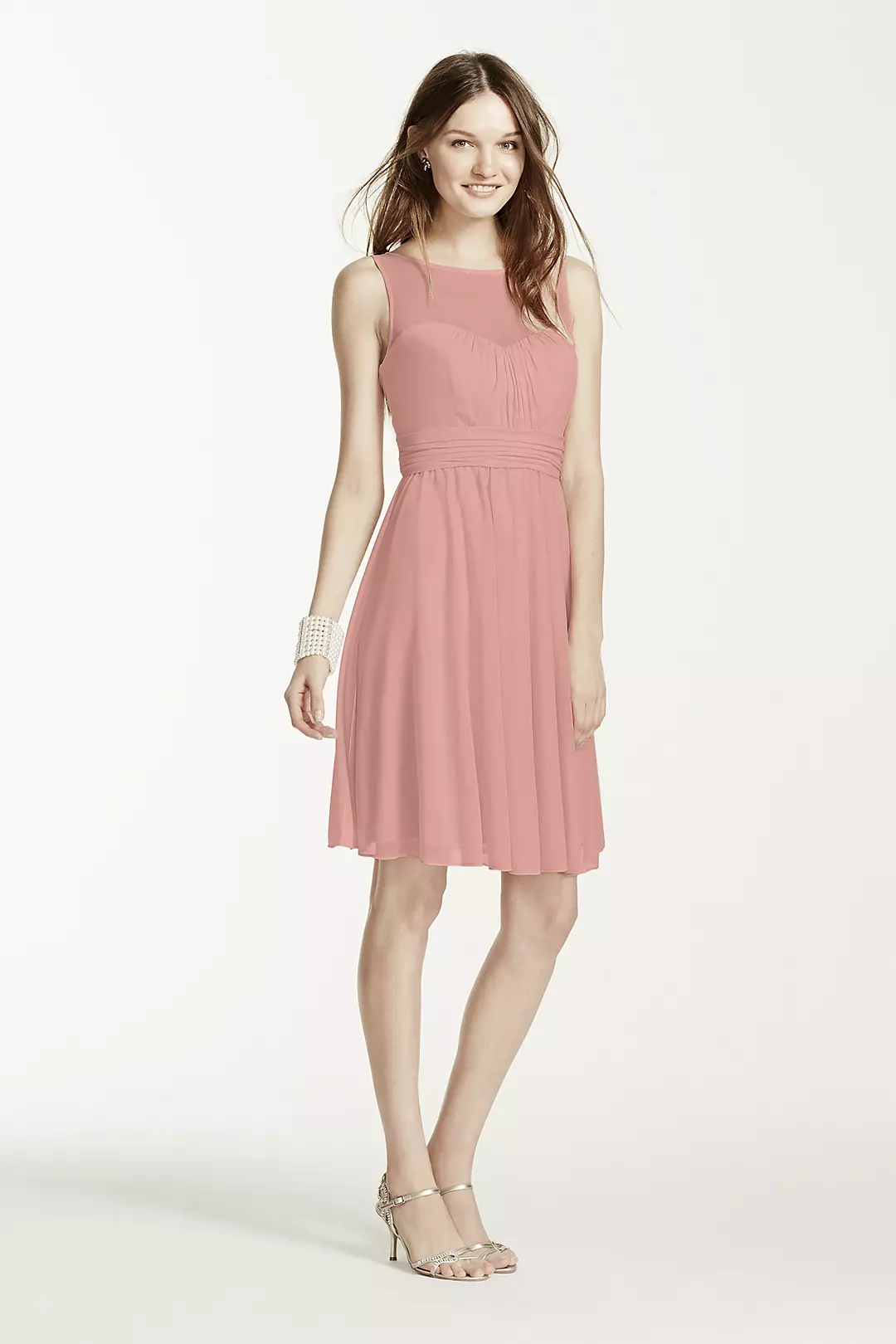 Short Mesh Dress with Sweetheart Illusion Neckline - Image 34