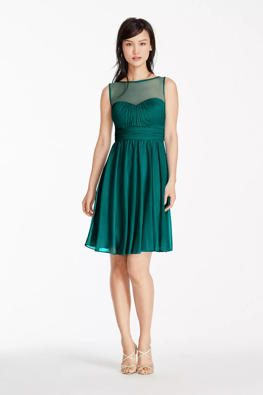 Short Mesh Dress with Sweetheart Illusion Neckline - Image 42