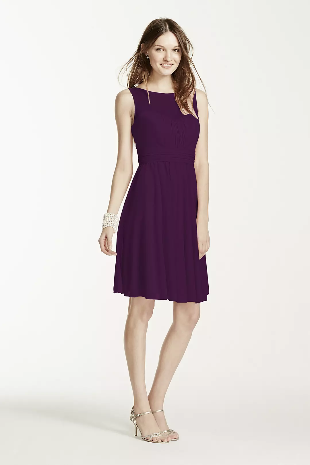 Short Mesh Dress with Sweetheart Illusion Neckline - Image 46