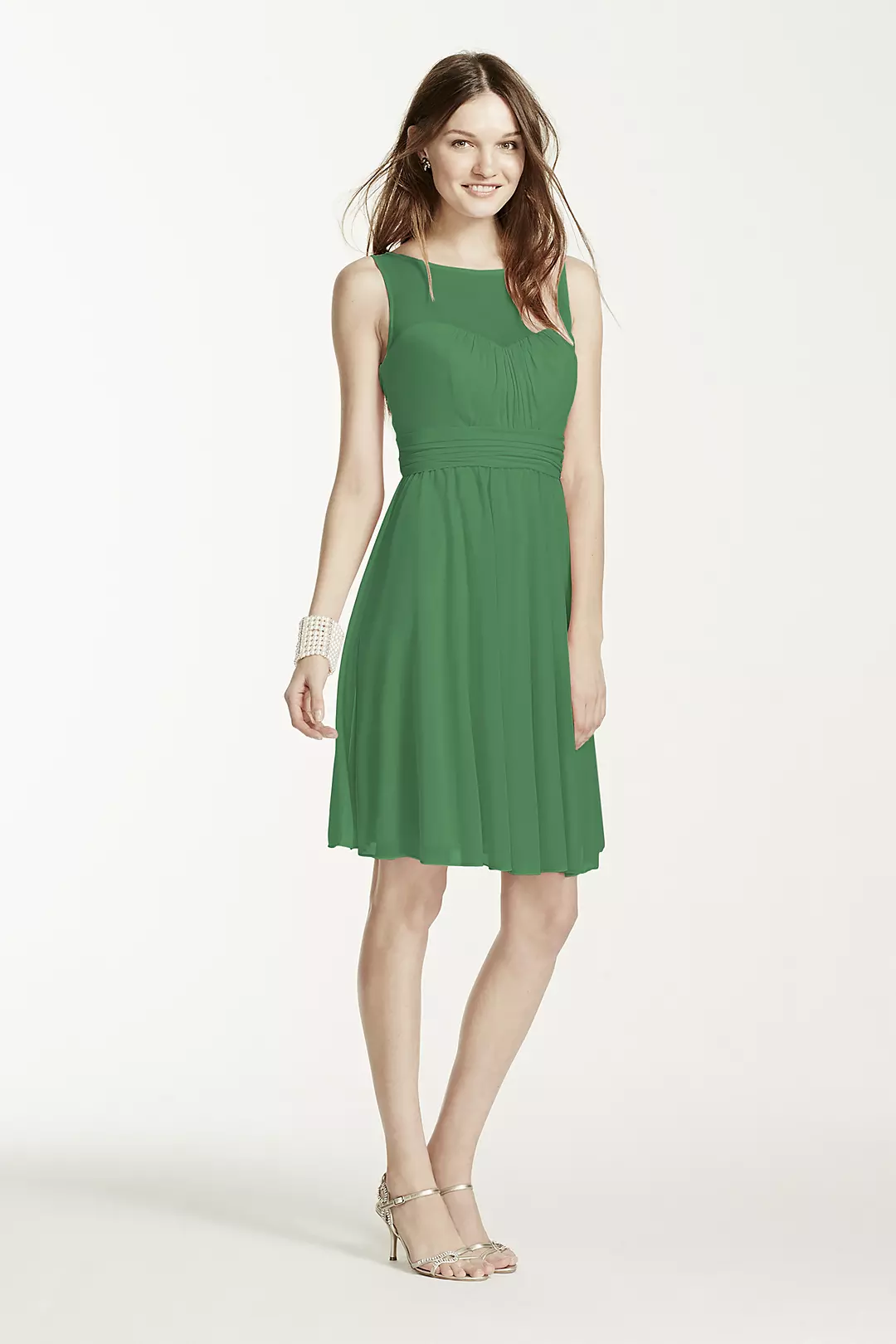 Short Mesh Dress with Sweetheart Illusion Neckline - Image 7