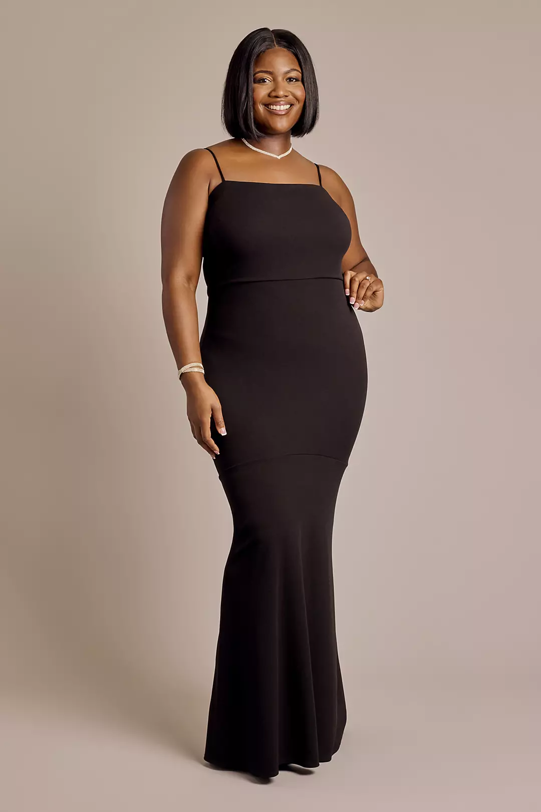 Spaghetti Strap Crepe Mermaid Dress - Image 9