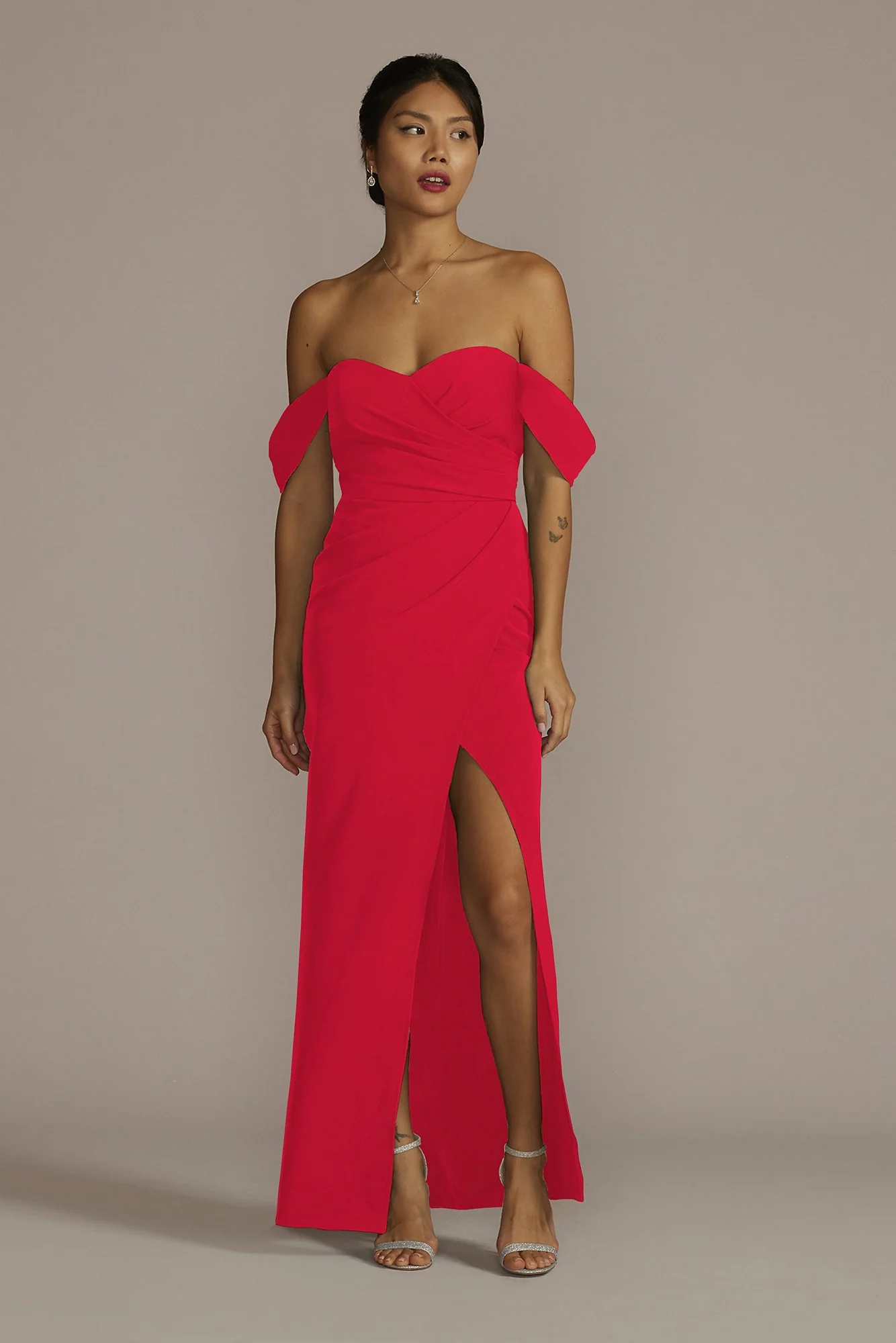 Stretch Crepe Off-the-Shoulder Dress - Image 11