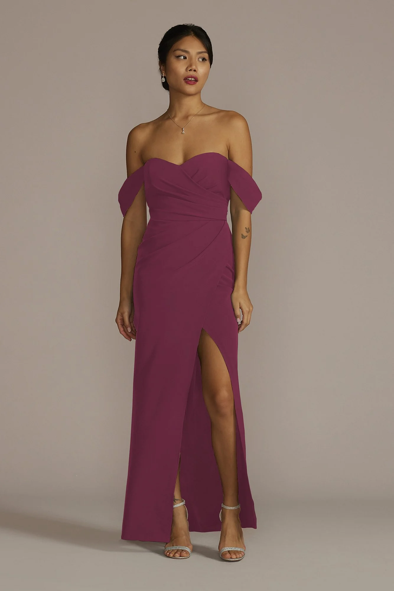 Stretch Crepe Off-the-Shoulder Dress - Image 12