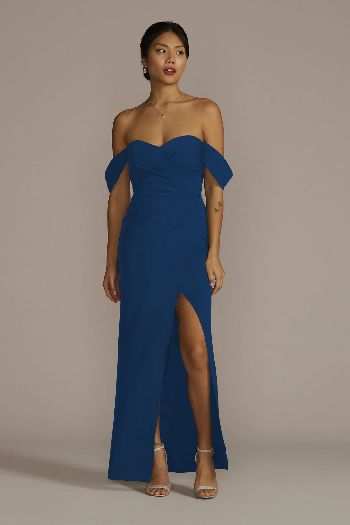 Stretch Crepe Off-the-Shoulder Dress - Image 13