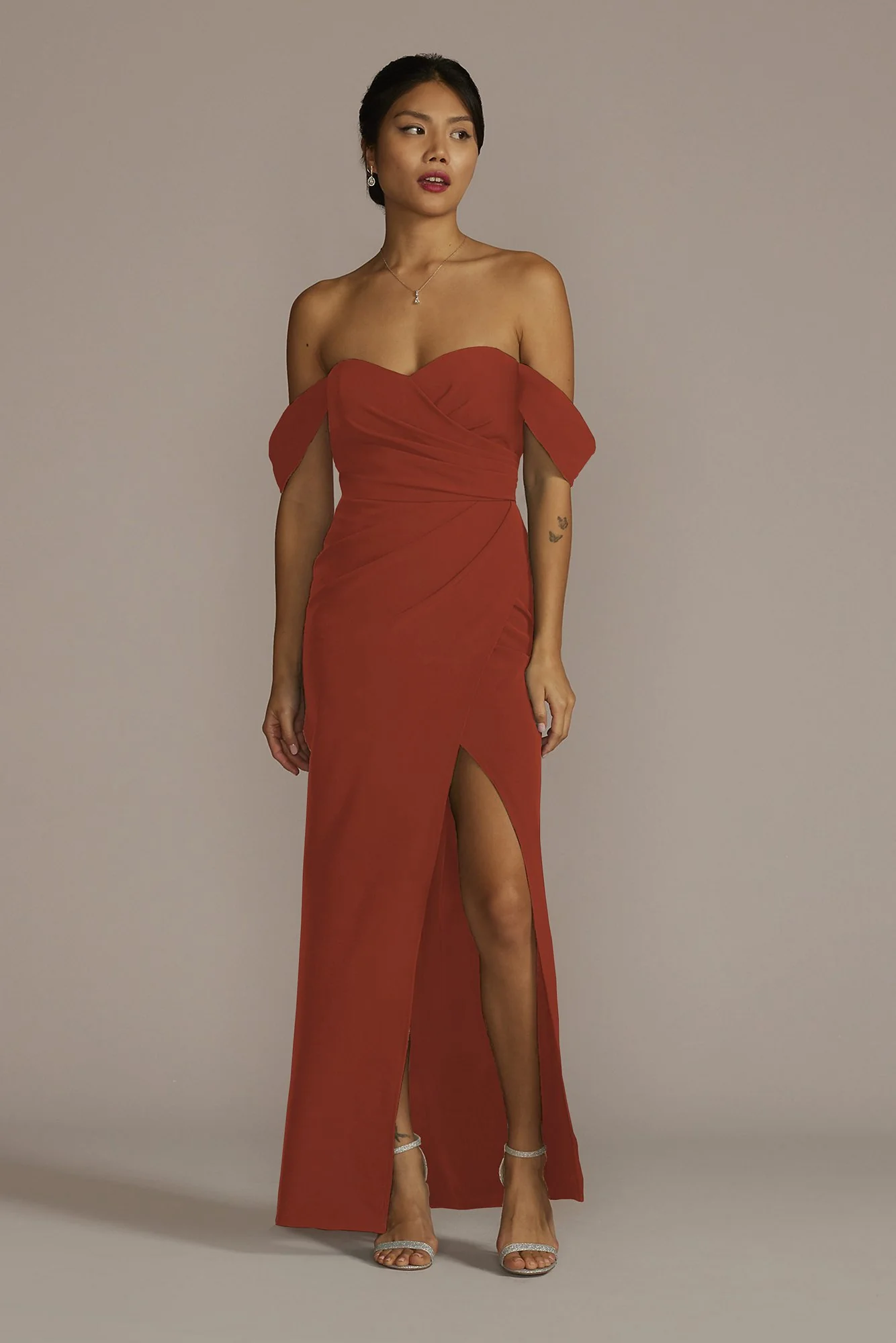 Stretch Crepe Off-the-Shoulder Dress - Image 14