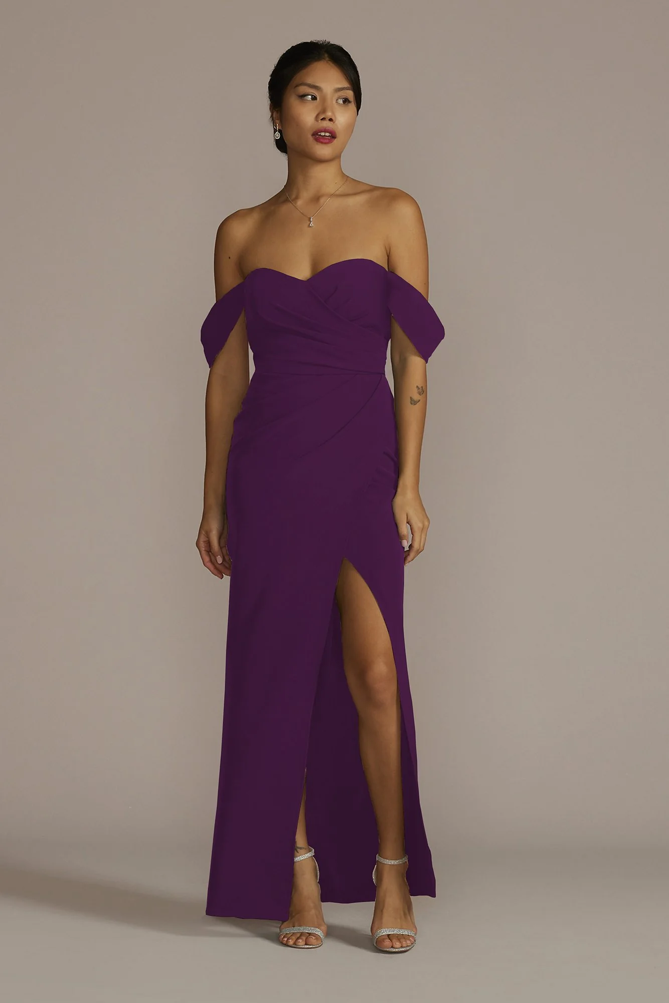 Stretch Crepe Off-the-Shoulder Dress - Image 18