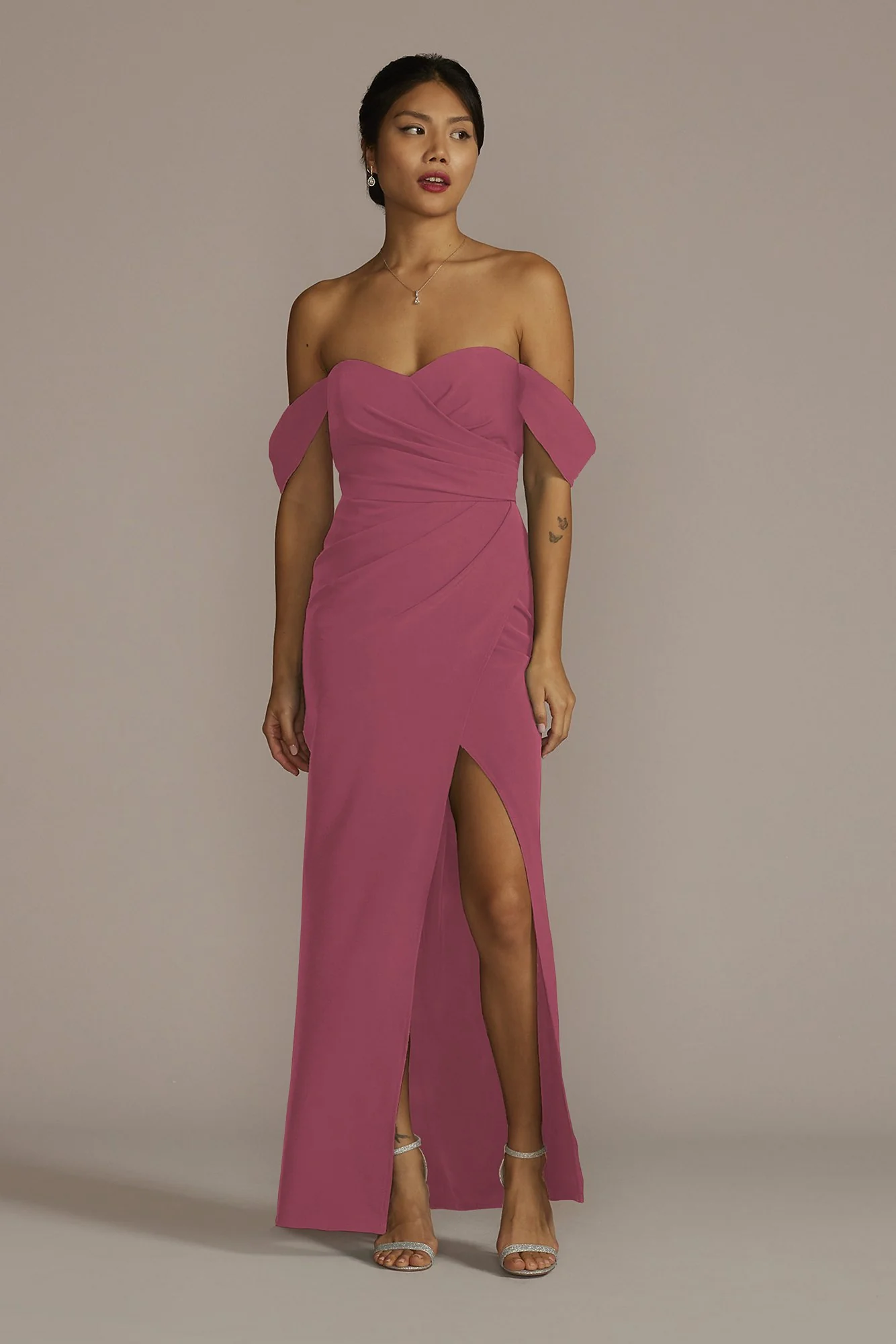 Stretch Crepe Off-the-Shoulder Dress - Image 21