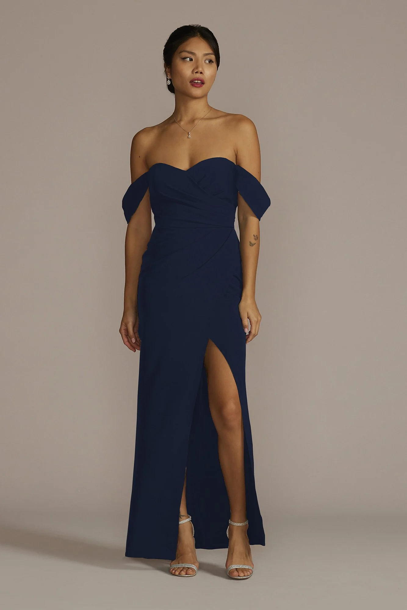Stretch Crepe Off-the-Shoulder Dress - Image 7
