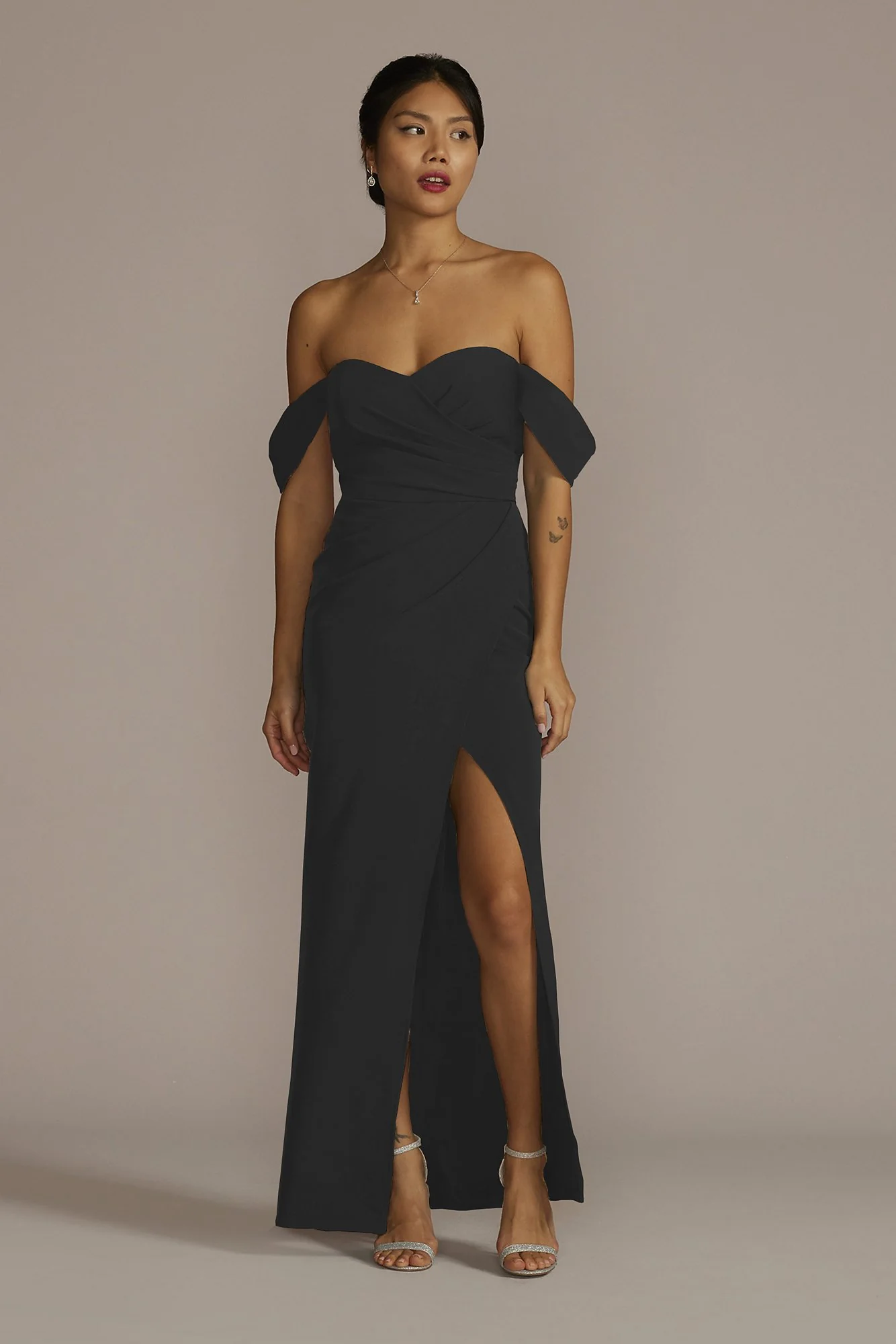 Stretch Crepe Off-the-Shoulder Dress - Image 8