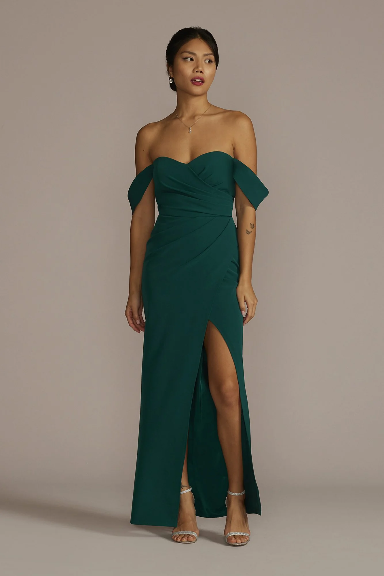 Stretch Crepe Off-the-Shoulder Dress - Image 9