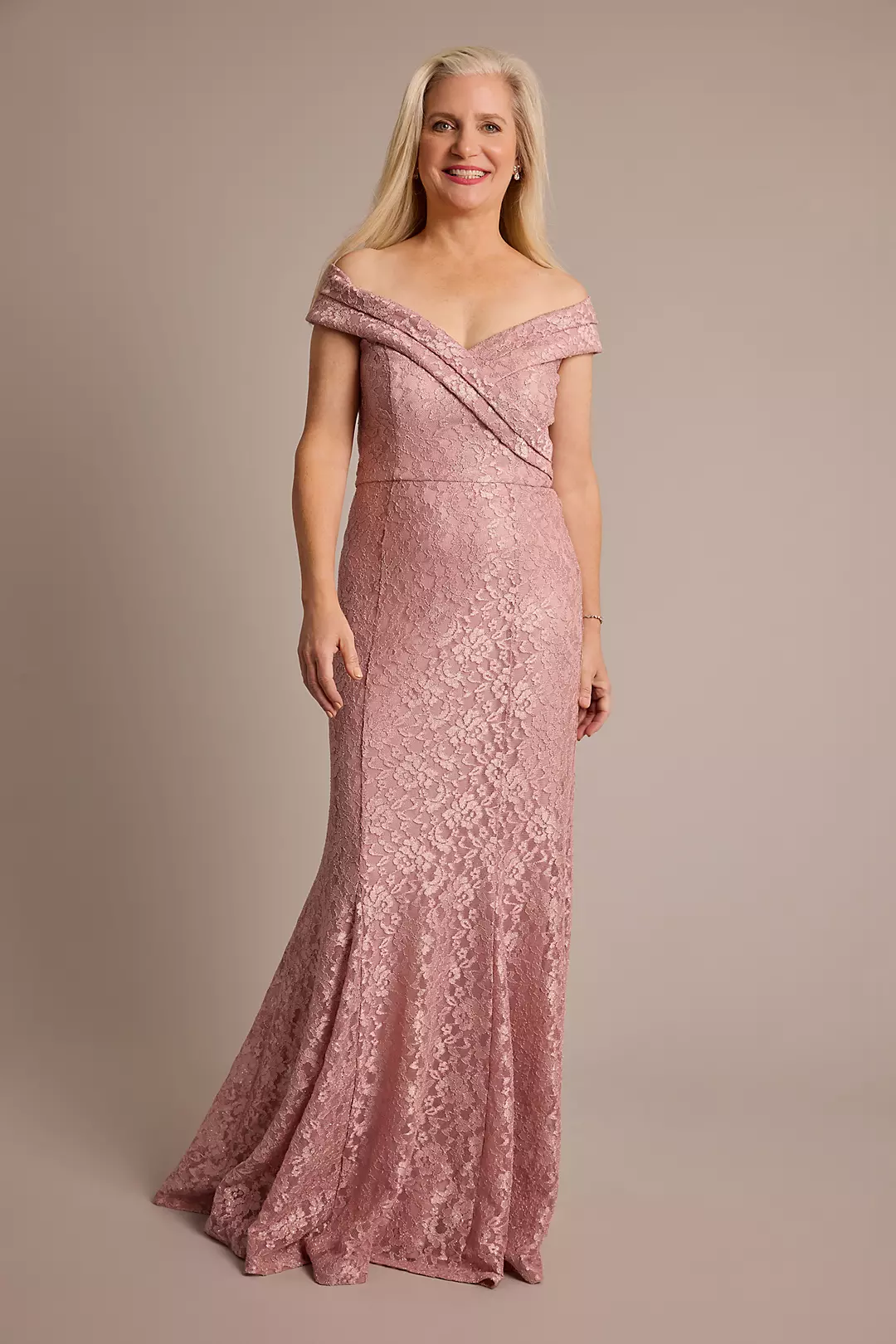 Stretch Lace Off-the-Shoulder Mermaid Dress - Image 4