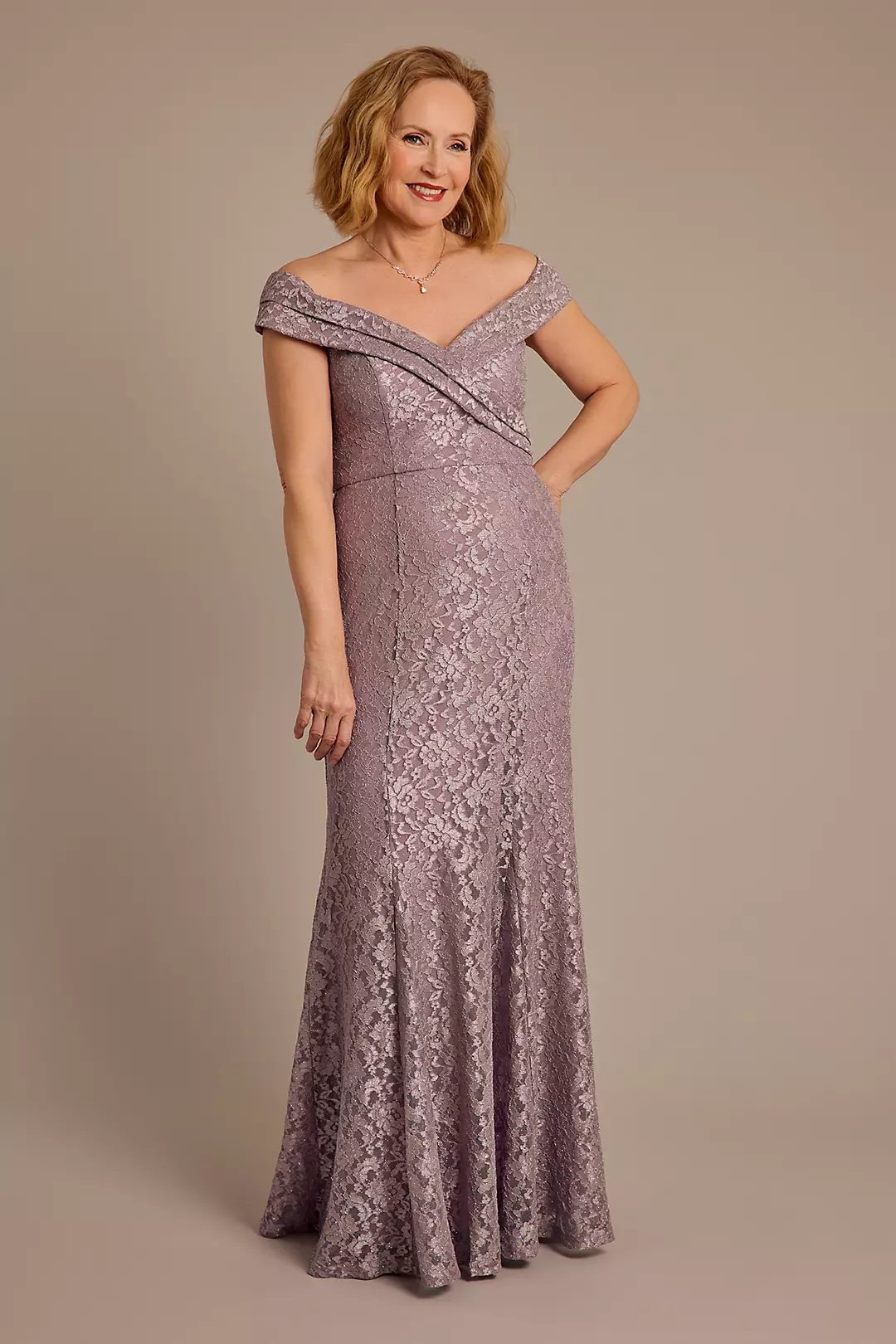 Stretch Lace Off-the-Shoulder Mermaid Dress - Image 7