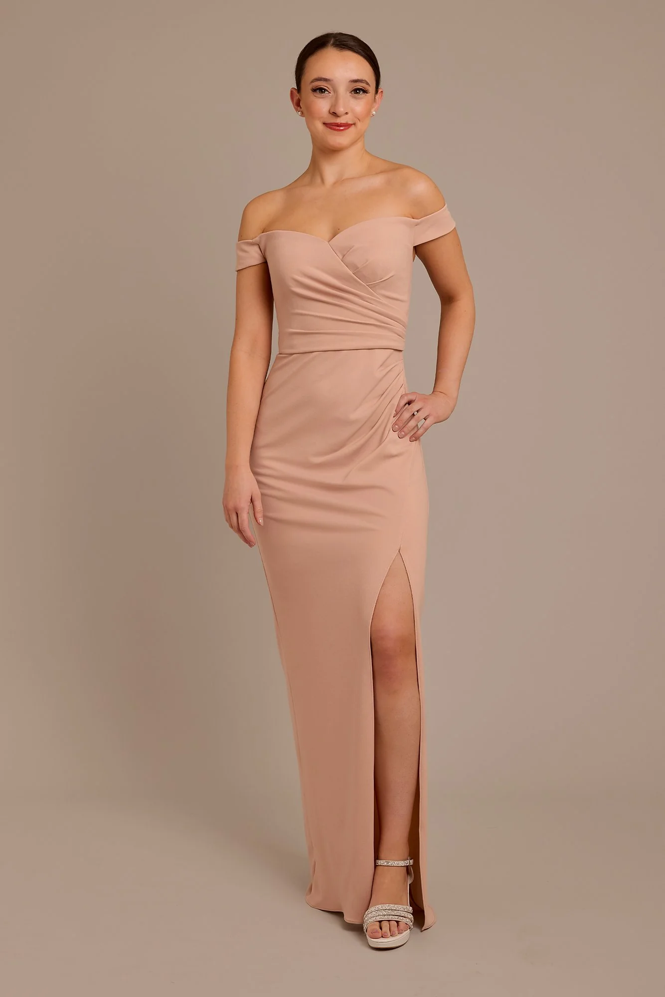 Structured Crepe Off-the-Shoulder Dress - Image 15