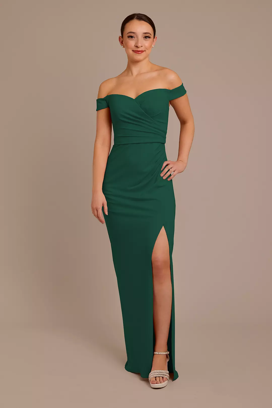 Structured Crepe Off-the-Shoulder Dress - Image 29