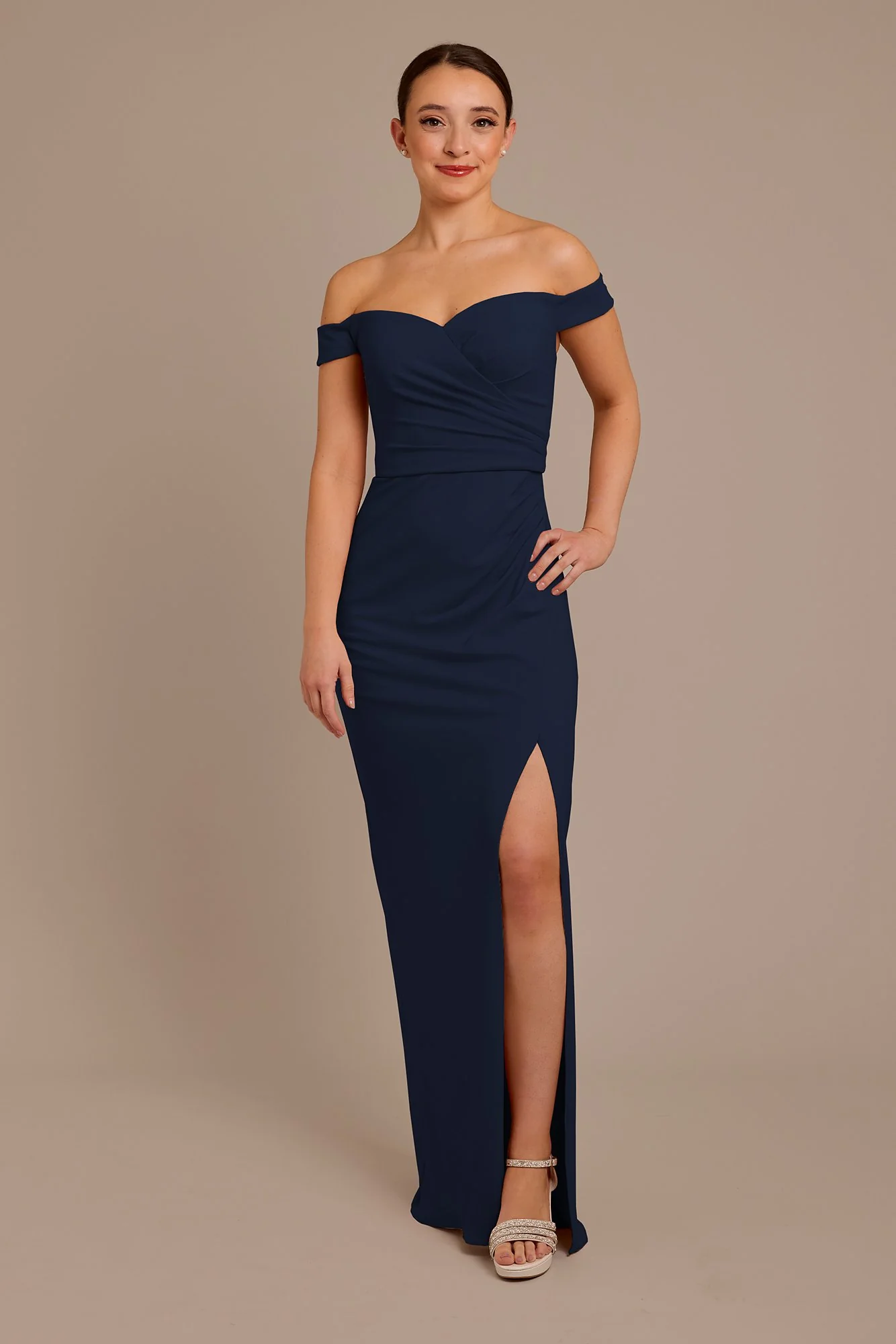 Structured Crepe Off-the-Shoulder Dress - Image 5