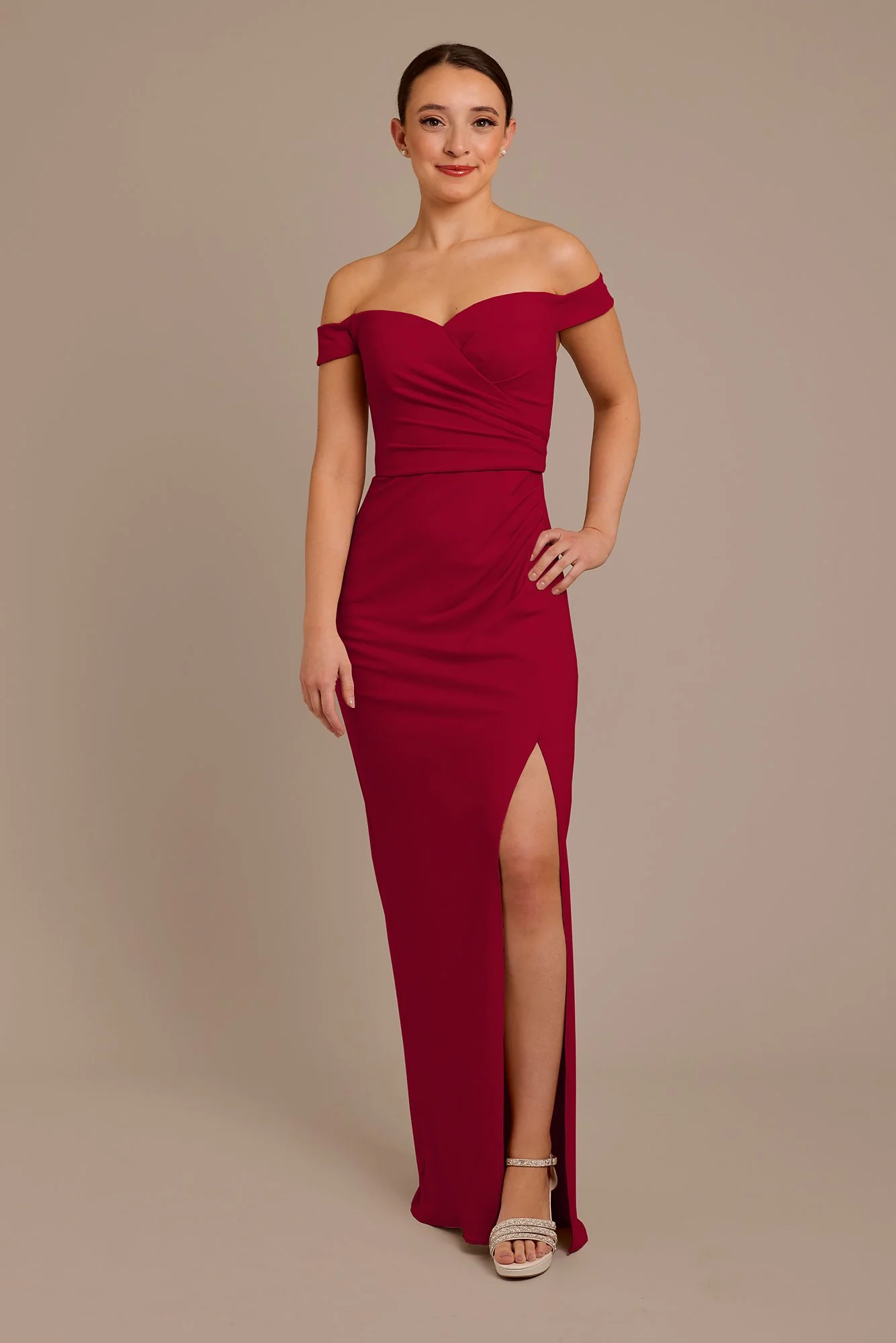 Structured Crepe Off-the-Shoulder Dress - Image 6