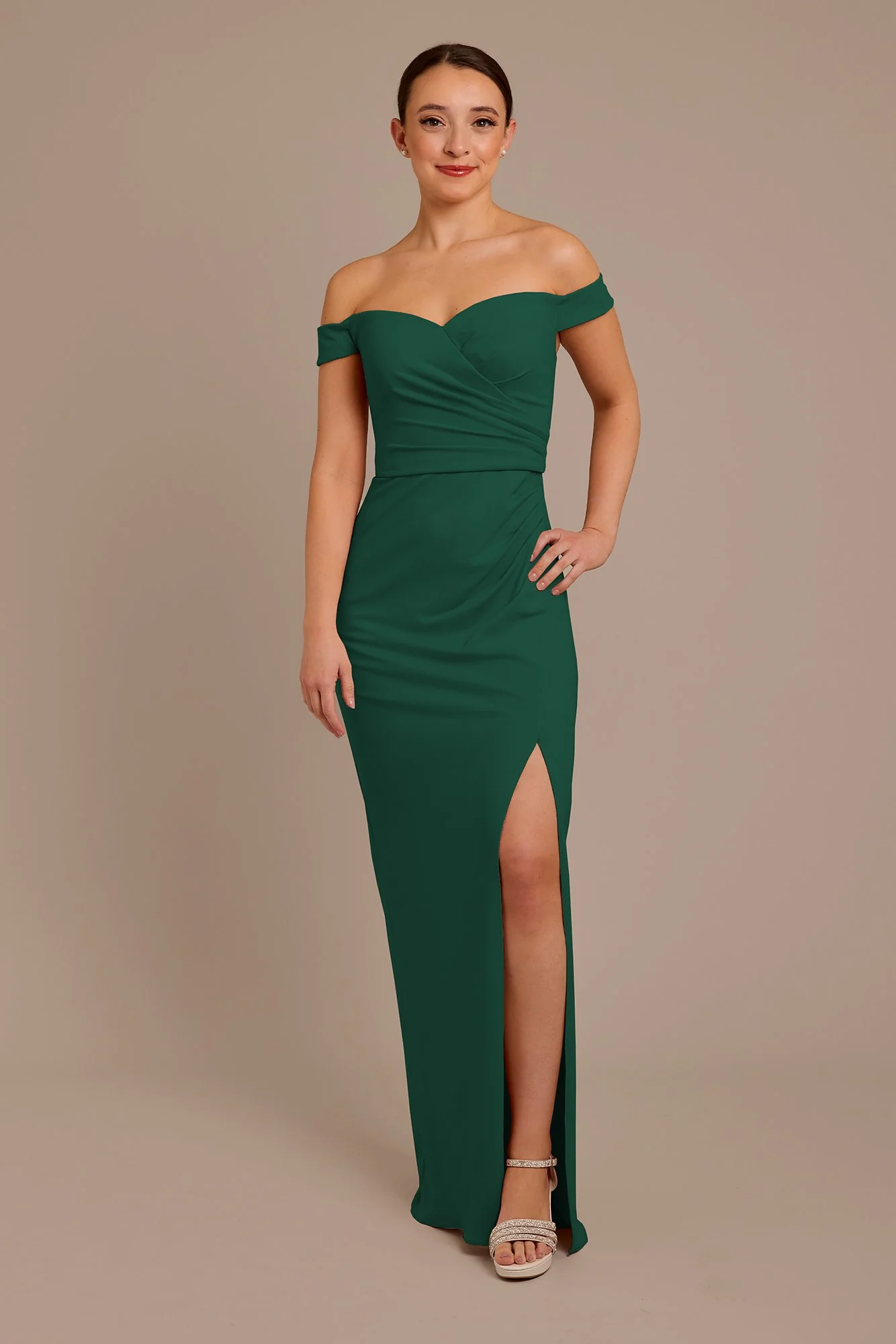 Structured Crepe Off-the-Shoulder Dress - Image 9