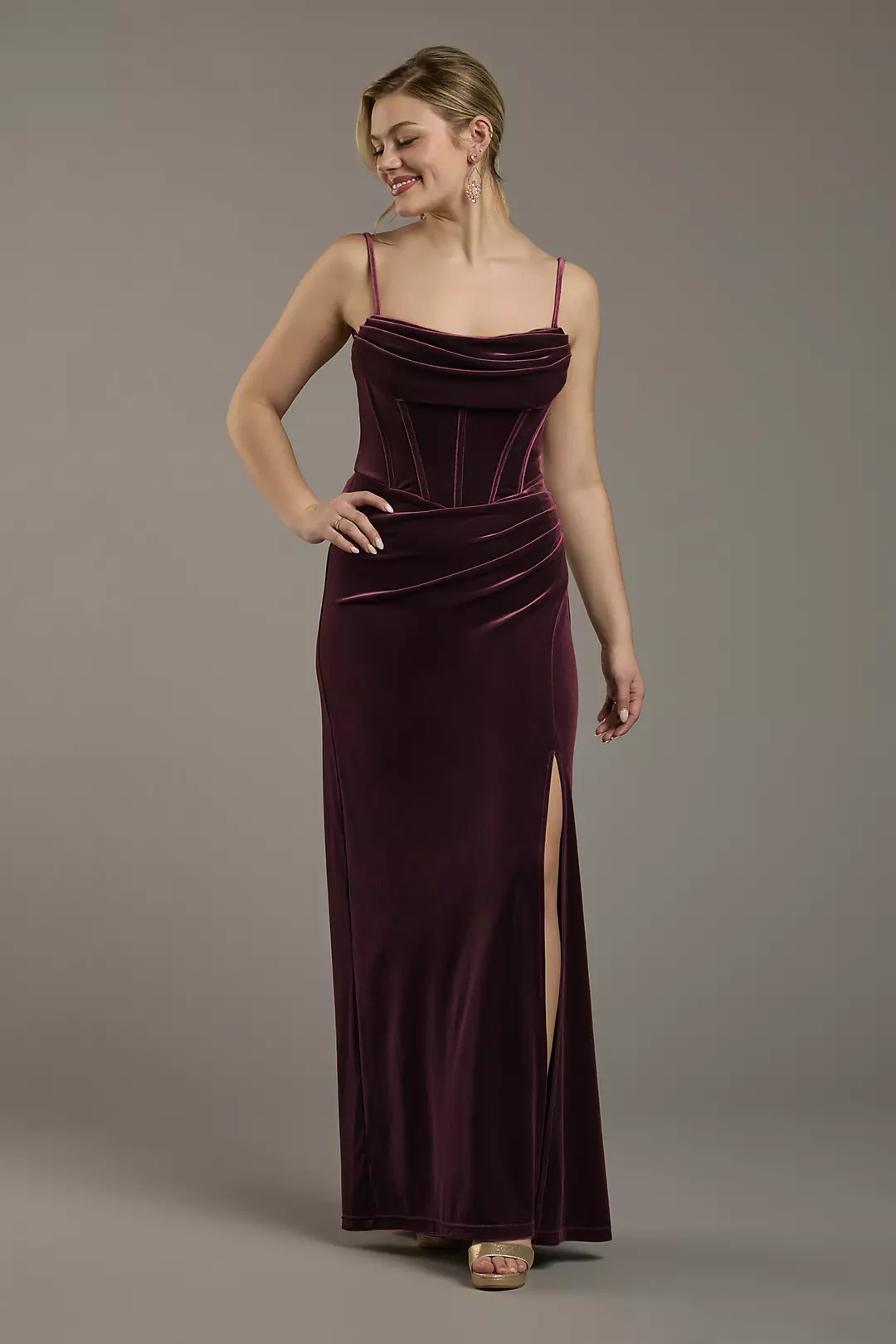 Velvet Corset Bodice Spaghetti Strap Sheath Dress - Image 10